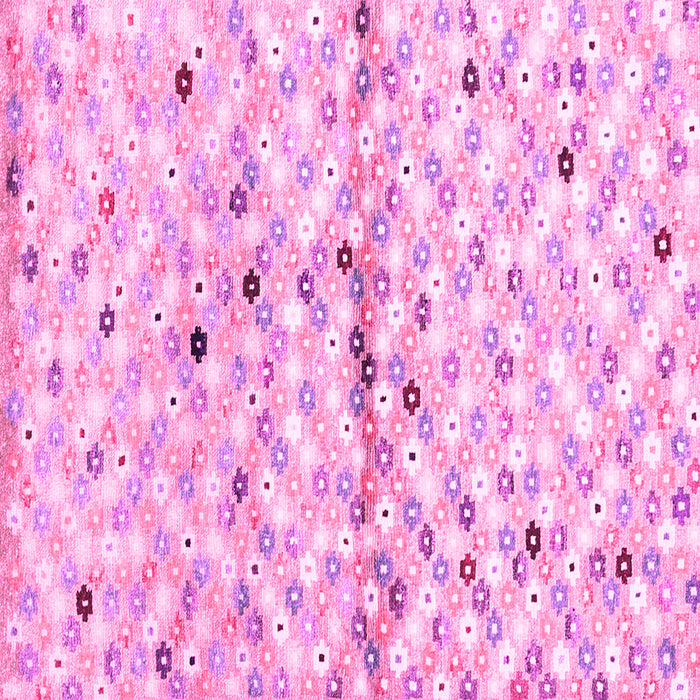 Square Machine Washable Southwestern Pink Country Rug, wshcon703pnk