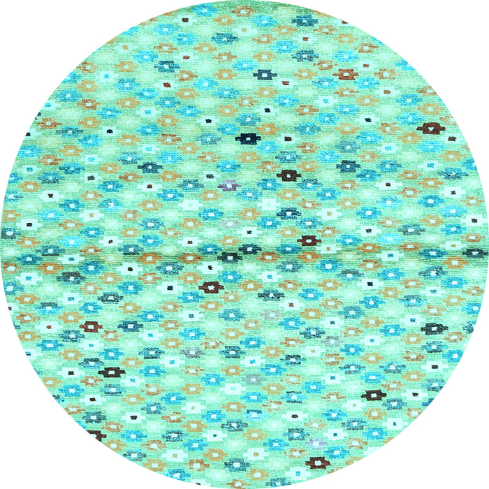 Round Southwestern Light Blue Country Rug, con703lblu