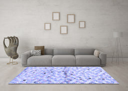 Machine Washable Southwestern Blue Country Rug in a Living Room, wshcon703blu