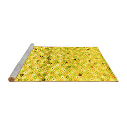 Sideview of Machine Washable Southwestern Yellow Country Rug, wshcon703yw