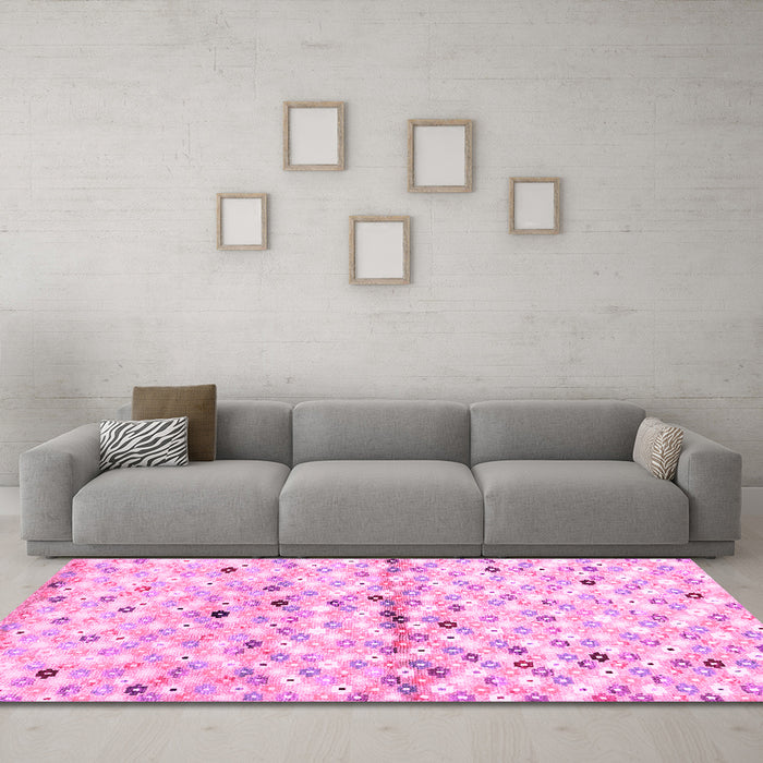 Machine Washable Southwestern Pink Country Rug in a Living Room, wshcon703pnk