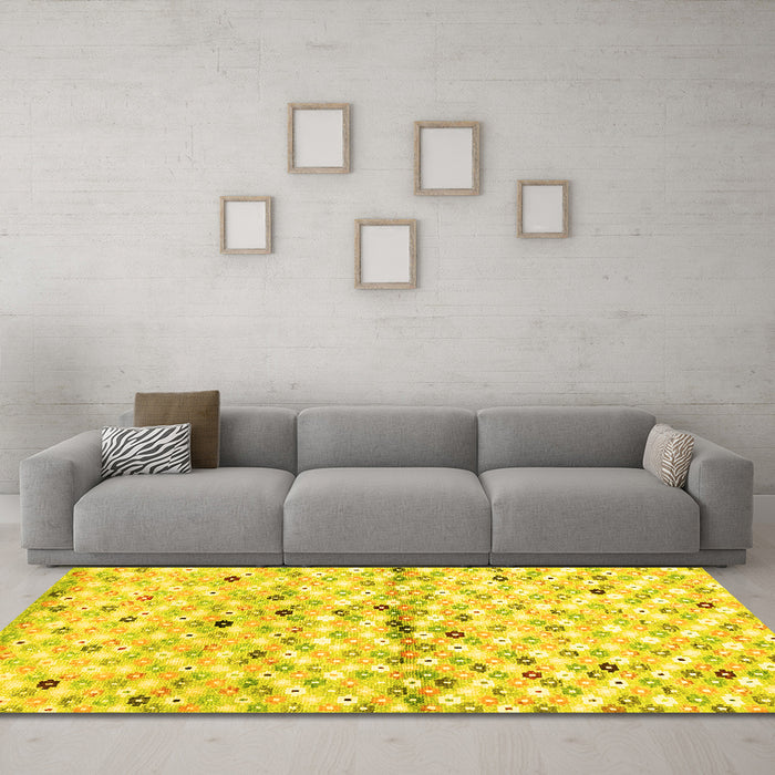 Machine Washable Southwestern Yellow Country Rug in a Living Room, wshcon703yw