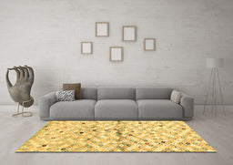 Machine Washable Southwestern Brown Country Rug in a Living Room,, wshcon703brn