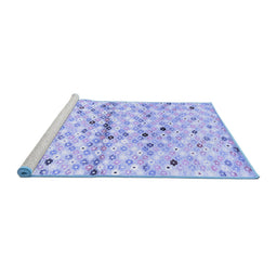 Sideview of Machine Washable Southwestern Blue Country Rug, wshcon703blu