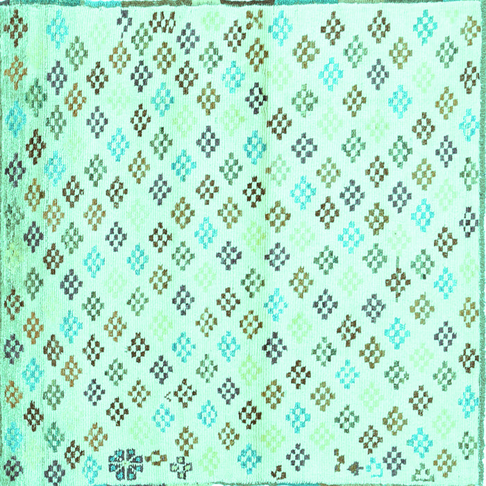 Square Southwestern Turquoise Country Rug, con704turq