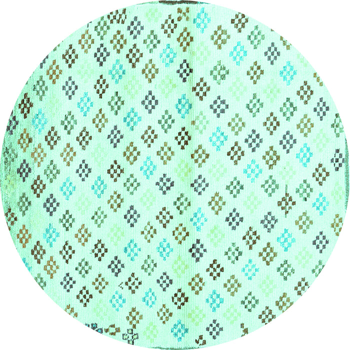 Round Southwestern Turquoise Country Rug, con704turq