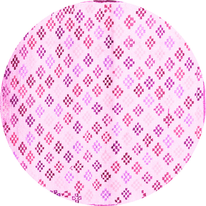 Round Machine Washable Southwestern Pink Country Rug, wshcon704pnk