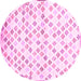 Round Machine Washable Southwestern Pink Country Rug, wshcon704pnk