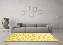 Machine Washable Southwestern Yellow Country Rug in a Living Room, wshcon704yw