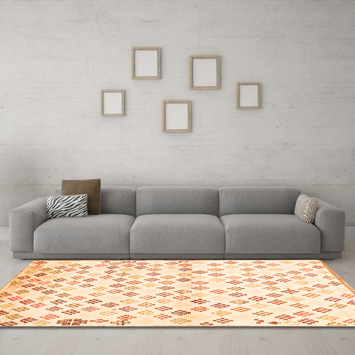 Machine Washable Southwestern Orange Country Area Rugs in a Living Room, wshcon704org