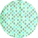 Round Machine Washable Southwestern Turquoise Country Area Rugs, wshcon704turq