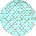 Round Southwestern Light Blue Country Rug, con704lblu