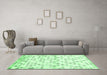 Machine Washable Southwestern Emerald Green Country Area Rugs in a Living Room,, wshcon704emgrn