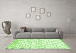 Machine Washable Southwestern Green Country Area Rugs in a Living Room,, wshcon704grn