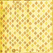 Square Machine Washable Southwestern Yellow Country Rug, wshcon704yw