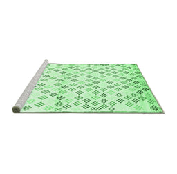 Sideview of Machine Washable Southwestern Emerald Green Country Area Rugs, wshcon704emgrn