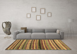 Machine Washable Abstract Brown Contemporary Rug in a Living Room,, wshcon705brn