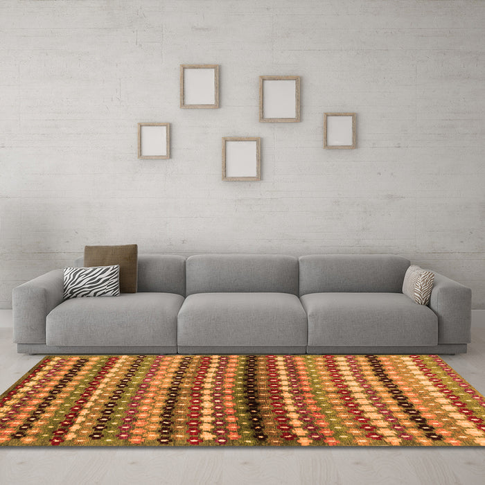 Machine Washable Abstract Orange Contemporary Area Rugs in a Living Room, wshcon705org
