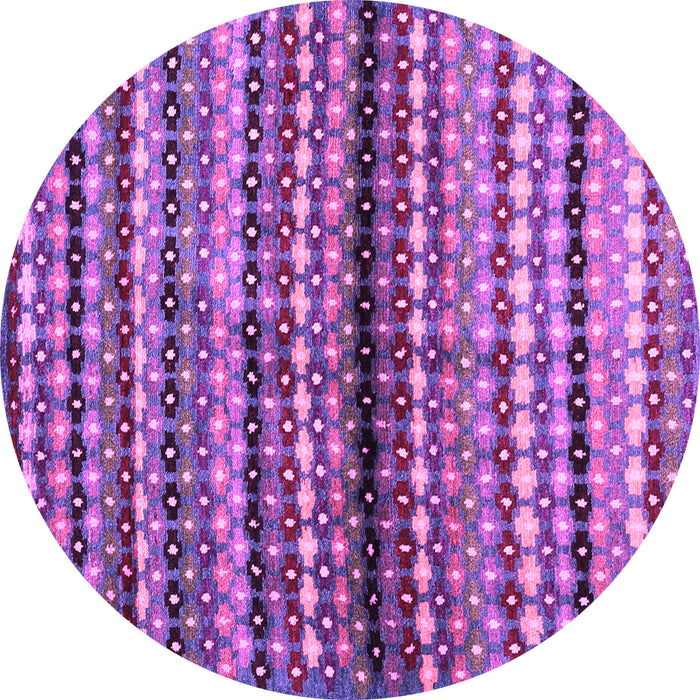 Round Abstract Purple Contemporary Rug, con705pur