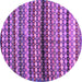 Round Abstract Purple Contemporary Rug, con705pur