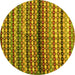 Round Machine Washable Abstract Yellow Contemporary Rug, wshcon705yw