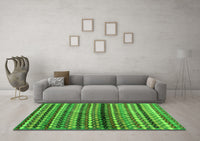 Machine Washable Abstract Green Contemporary Rug, wshcon705grn