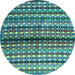 Round Abstract Light Blue Contemporary Rug, con705lblu