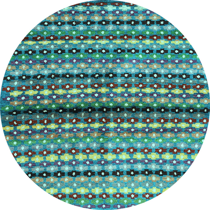 Round Machine Washable Abstract Light Blue Contemporary Rug, wshcon705lblu