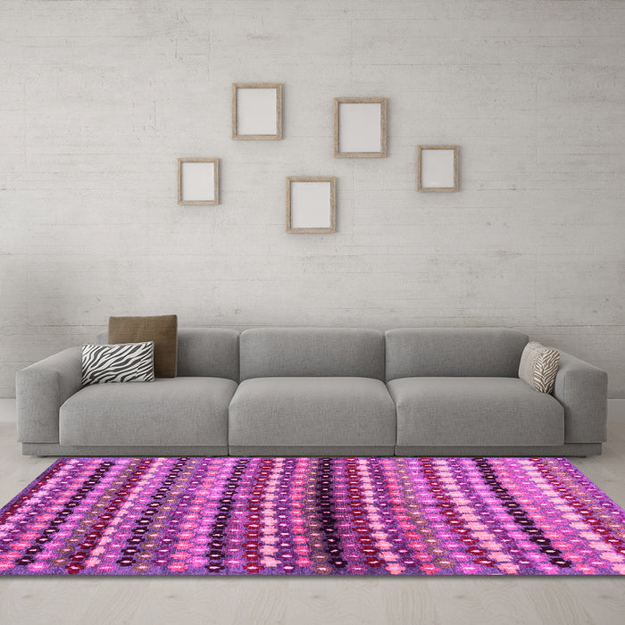 Machine Washable Abstract Pink Contemporary Rug in a Living Room, wshcon705pnk