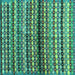 Square Machine Washable Abstract Turquoise Contemporary Area Rugs, wshcon705turq