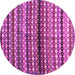 Round Machine Washable Abstract Pink Contemporary Rug, wshcon705pnk