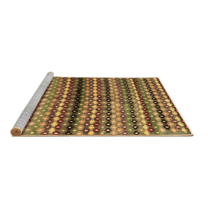 Sideview of Machine Washable Abstract Brown Contemporary Rug, wshcon705brn