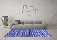 Machine Washable Abstract Blue Contemporary Rug, wshcon705blu