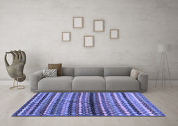 Machine Washable Abstract Blue Contemporary Rug in a Living Room, wshcon705blu