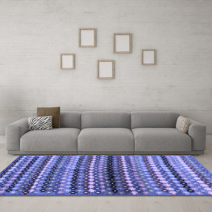 Machine Washable Abstract Blue Contemporary Rug in a Living Room, wshcon705blu