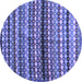 Round Abstract Blue Contemporary Rug, con705blu