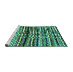 Sideview of Machine Washable Abstract Turquoise Contemporary Area Rugs, wshcon705turq