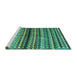 Sideview of Machine Washable Abstract Turquoise Contemporary Area Rugs, wshcon705turq