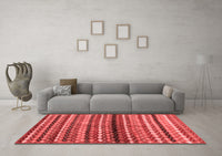 Machine Washable Abstract Red Contemporary Rug, wshcon705red