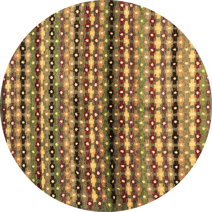 Round Machine Washable Abstract Brown Contemporary Rug, wshcon705brn