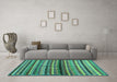 Machine Washable Abstract Turquoise Contemporary Area Rugs in a Living Room,, wshcon705turq