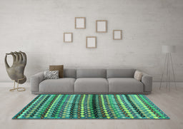 Machine Washable Abstract Turquoise Contemporary Area Rugs in a Living Room,, wshcon705turq