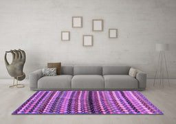 Machine Washable Abstract Purple Contemporary Area Rugs in a Living Room, wshcon705pur