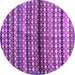 Round Machine Washable Abstract Purple Contemporary Area Rugs, wshcon705pur