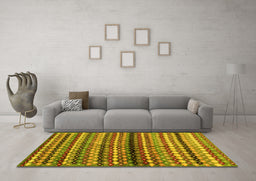 Machine Washable Abstract Yellow Contemporary Rug in a Living Room, wshcon705yw