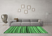 Machine Washable Abstract Emerald Green Contemporary Area Rugs in a Living Room,, wshcon705emgrn