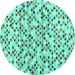 Round Abstract Turquoise Contemporary Rug, con706turq