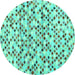 Round Machine Washable Abstract Turquoise Contemporary Area Rugs, wshcon706turq