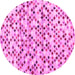 Round Machine Washable Abstract Pink Contemporary Rug, wshcon706pnk