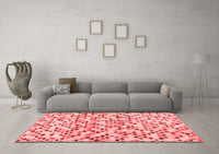 Machine Washable Abstract Red Contemporary Rug, wshcon706red